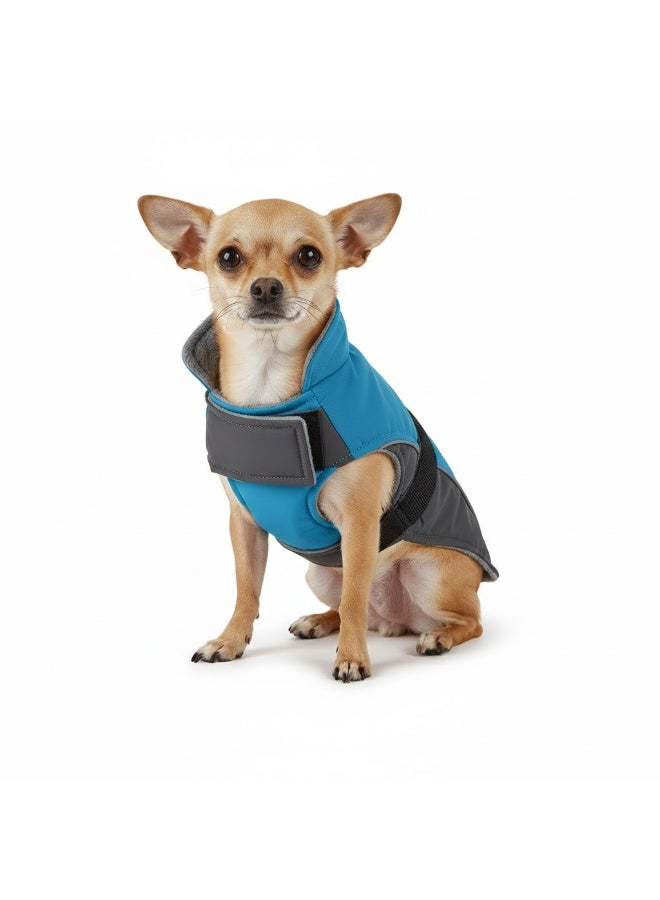 Pet Jacket for Small Breeds, Blue and Grey, XXS Size, up to 1.5kg - Image 1